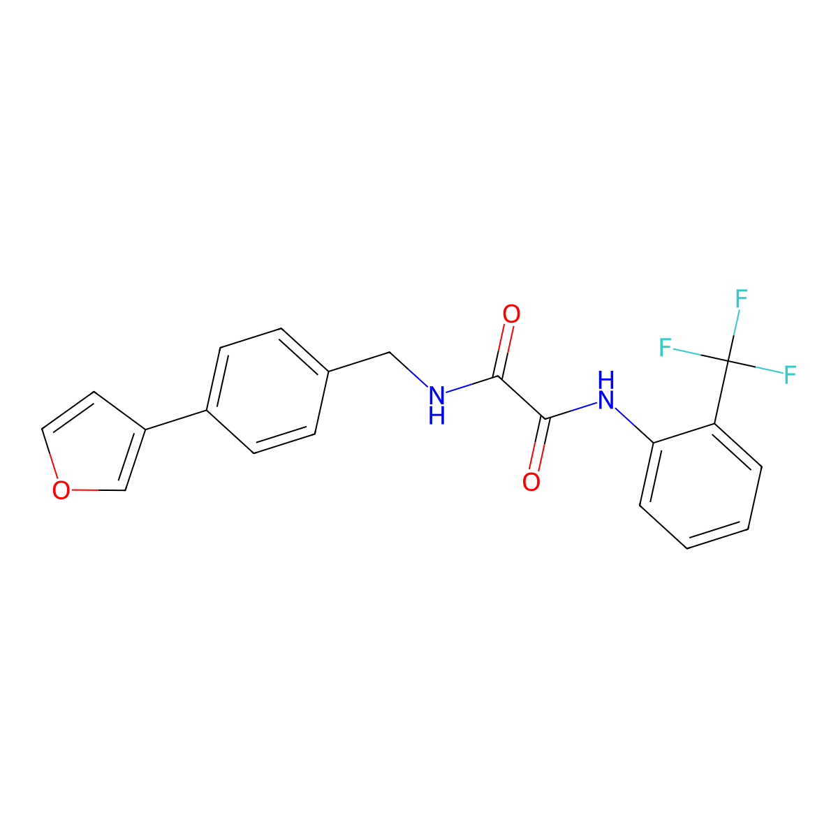 N1-(4-(furan-3-yl)benzyl)-N2-(2-(trifluoromethyl)phenyl)oxalamide molecular structure, CAS 2034414-68-9