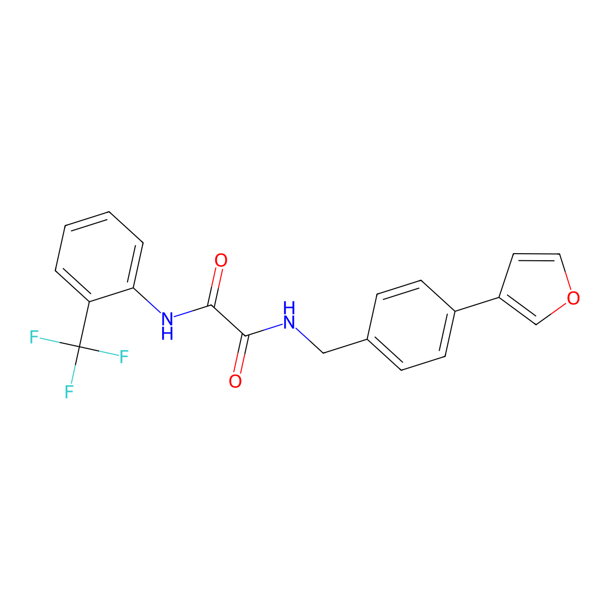 N1-(4-(furan-3-yl)benzyl)-N2-(2-(trifluoromethyl)phenyl)oxalamide molecular structure, CAS 2034414-68-9