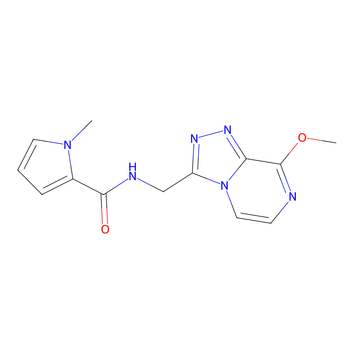 N-((8-methoxy-[1,2,4]triazolo[4,3-a]pyrazin-3-yl)methyl)-1-methyl-1H-pyrrole-2-carboxamide molecular structure, CAS 2034414-71-4