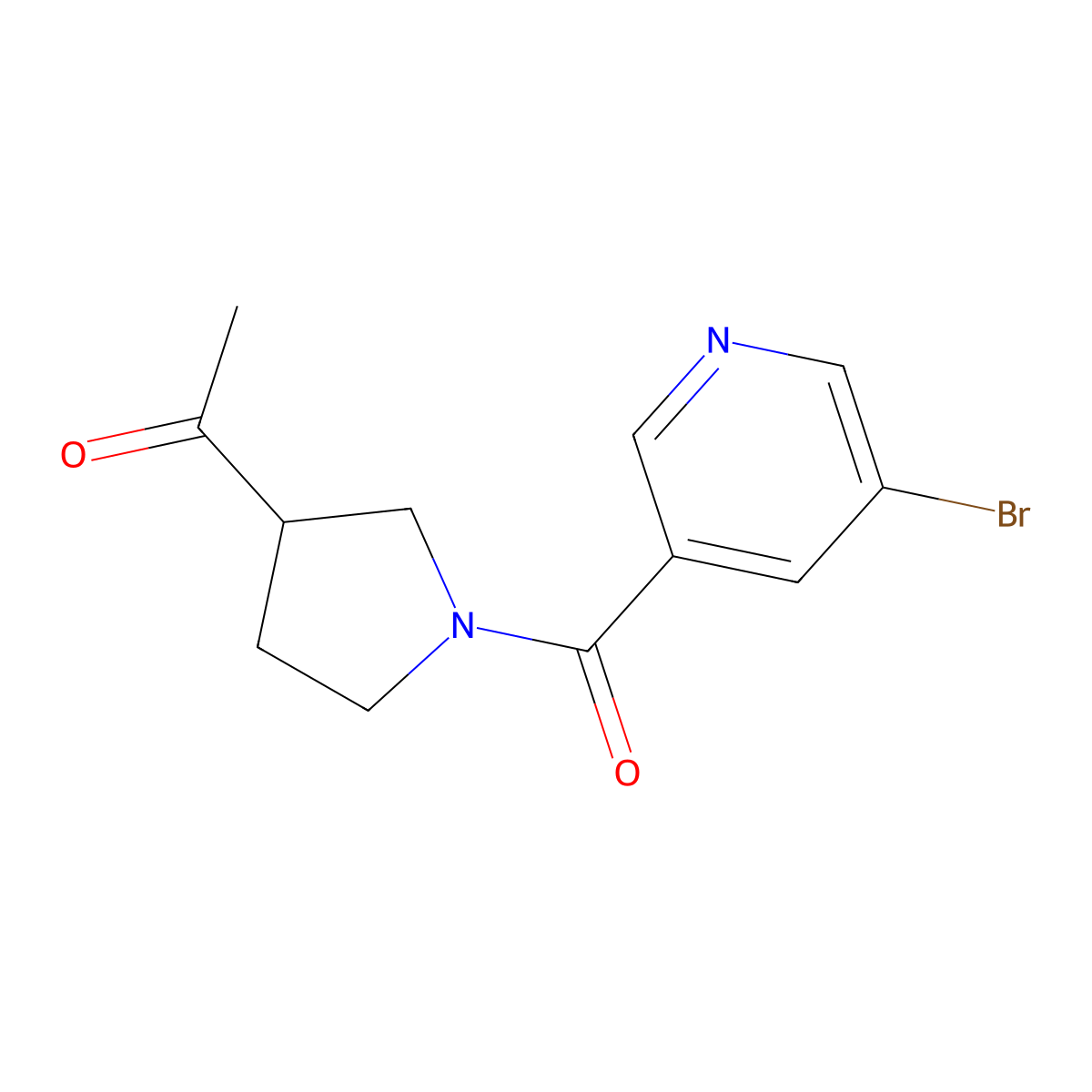 1-(1-(5-Bromonicotinoyl)pyrrolidin-3-yl)ethanone molecular structure, CAS 2034414-83-8