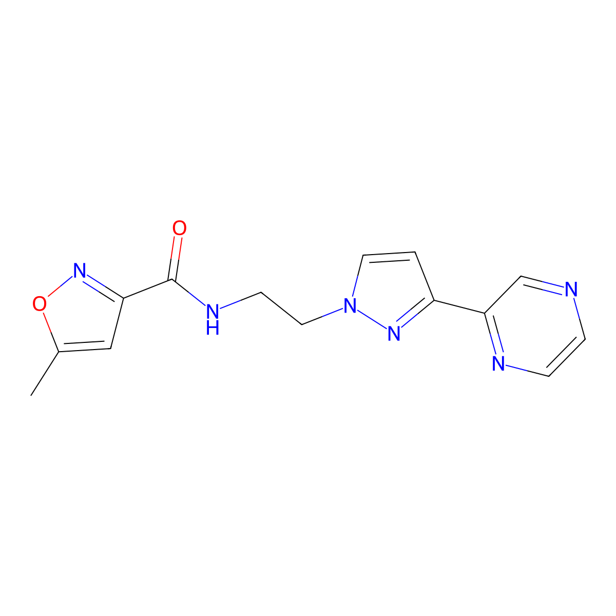 5-methyl-N-(2-(3-(pyrazin-2-yl)-1H-pyrazol-1-yl)ethyl)isoxazole-3-carboxamide molecular structure, CAS 2034414-84-9