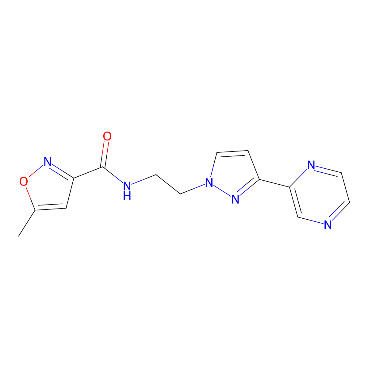 5-methyl-N-(2-(3-(pyrazin-2-yl)-1H-pyrazol-1-yl)ethyl)isoxazole-3-carboxamide molecular structure, CAS 2034414-84-9