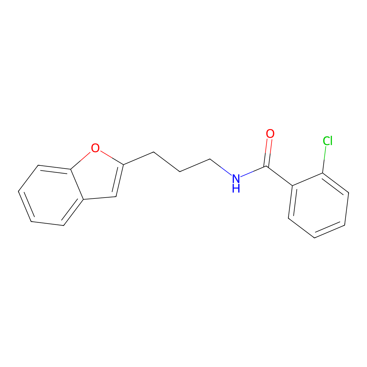 N-(3-(benzofuran-2-yl)propyl)-2-chlorobenzamide molecular structure, CAS 2034414-92-9