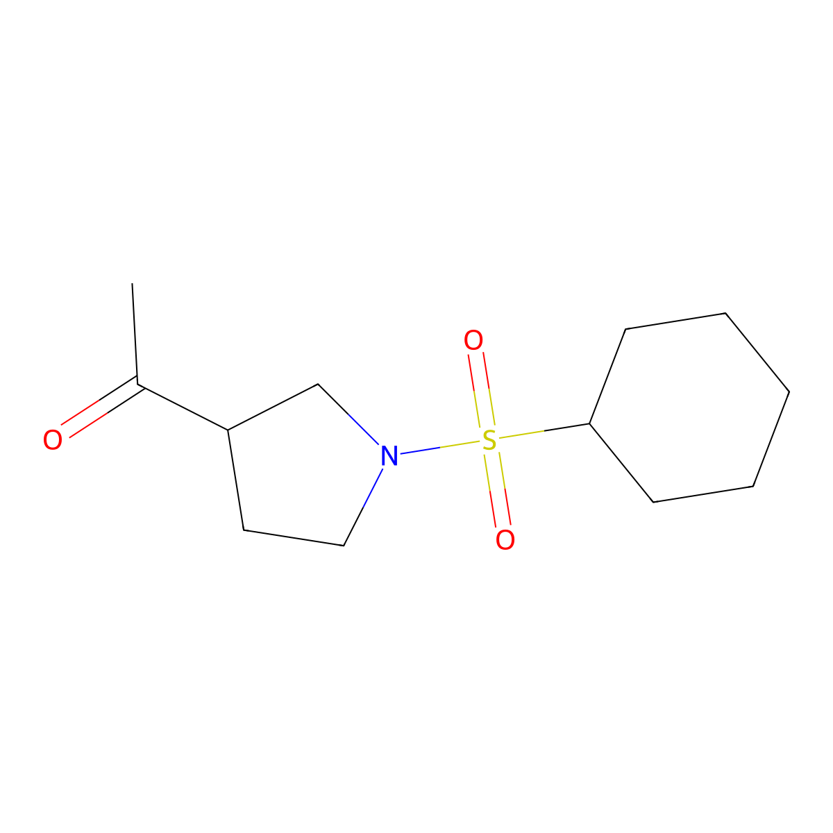 1-(1-(Cyclohexylsulfonyl)pyrrolidin-3-yl)ethanone molecular structure, CAS 2034414-93-0