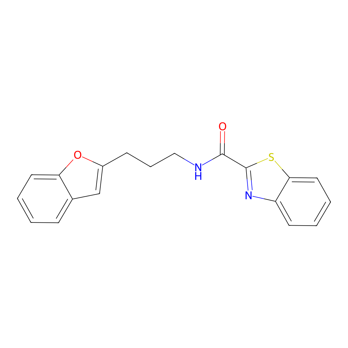 N-(3-(benzofuran-2-yl)propyl)benzo[d]thiazole-2-carboxamide molecular structure, CAS 2034415-02-4