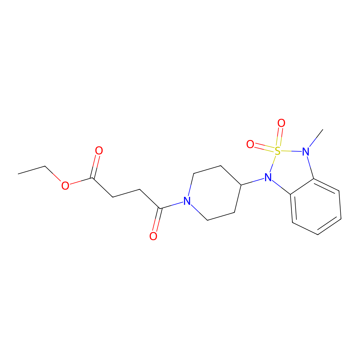 ethyl 4-(4-(3-methyl-2,2-dioxidobenzo[c][1,2,5]thiadiazol-1(3H)-yl)piperidin-1-yl)-4-oxobutanoate molecular structure, CAS 2034415-03-5