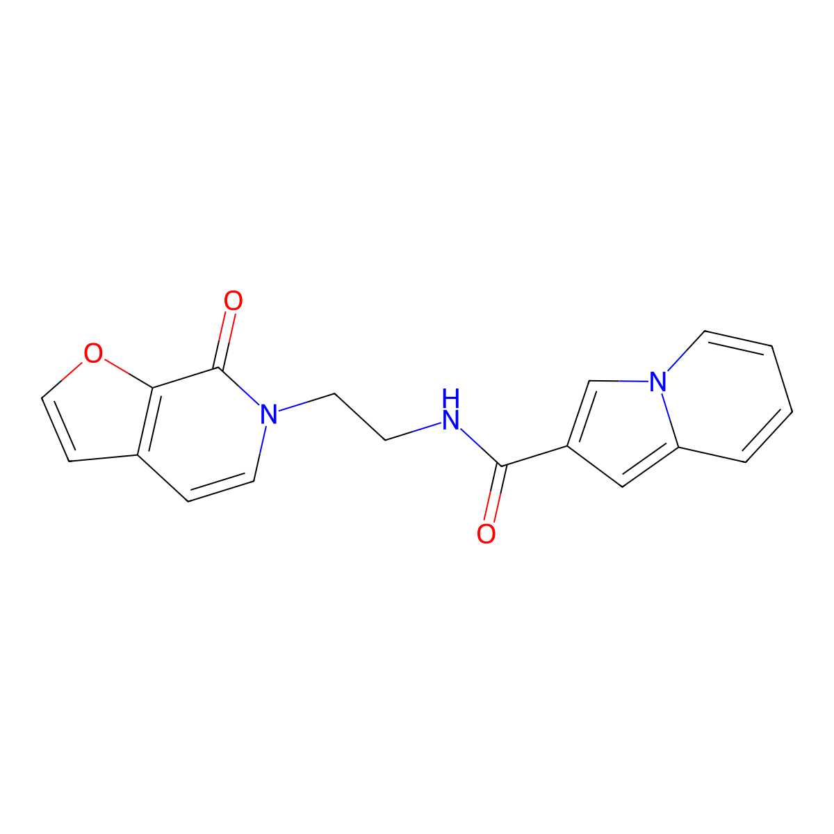 N-(2-(7-oxofuro[2,3-c]pyridin-6(7H)-yl)ethyl)indolizine-2-carboxamide molecular structure, CAS 2034415-04-6