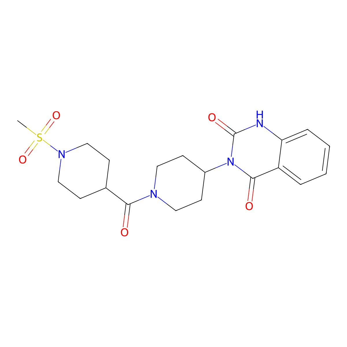 3-(1-(1-(methylsulfonyl)piperidine-4-carbonyl)piperidin-4-yl)quinazoline-2,4(1H,3H)-dione molecular structure, CAS 2034415-18-2