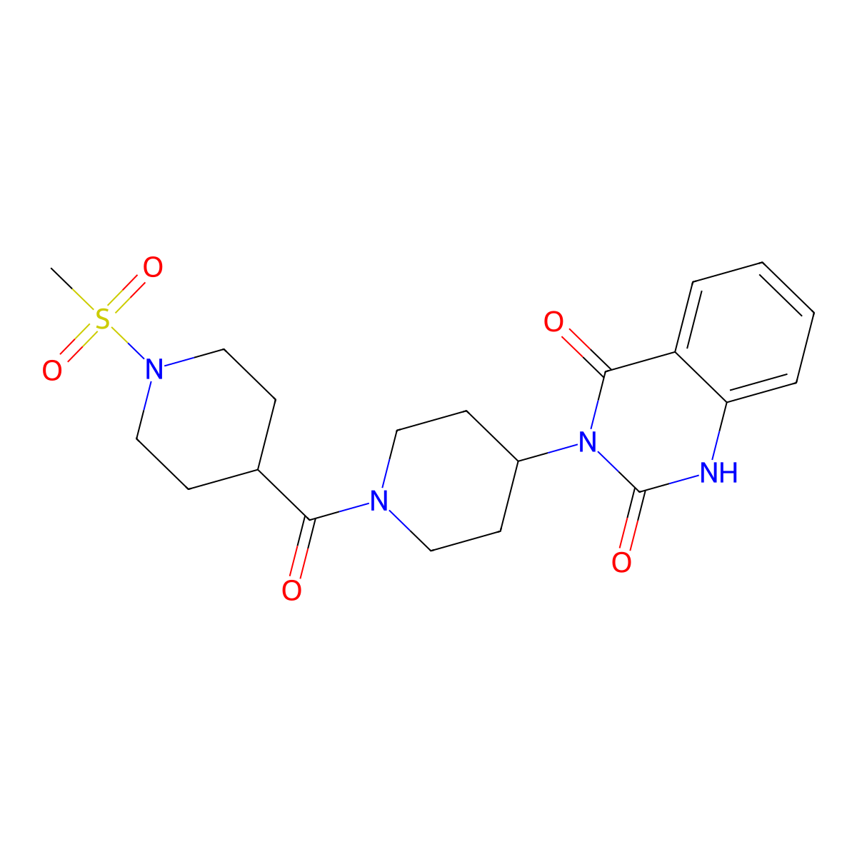 3-(1-(1-(methylsulfonyl)piperidine-4-carbonyl)piperidin-4-yl)quinazoline-2,4(1H,3H)-dione molecular structure, CAS 2034415-18-2