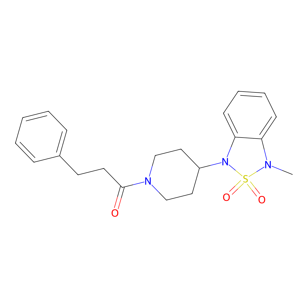 1-Methyl-3-[1-(3-phenylpropanoyl)piperidin-4-yl]-1,3-dihydro-2lambda6,1,3-benzothiadiazole-2,2-dione molecular structure, CAS 2034415-23-9
