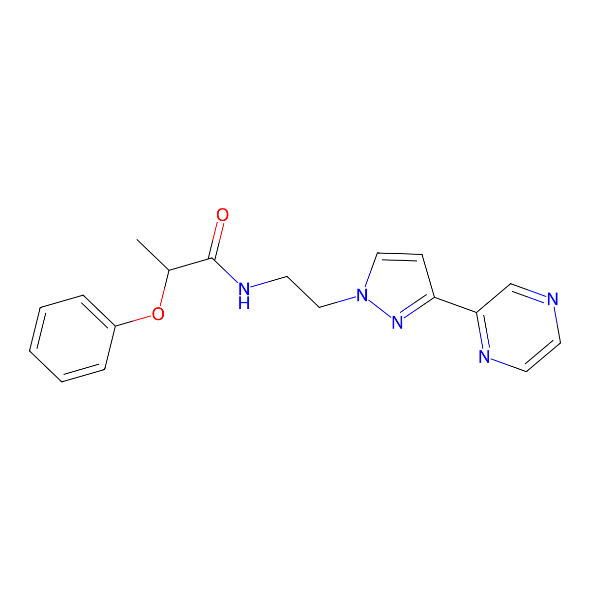 2-phenoxy-N-{2-[3-(pyrazin-2-yl)-1H-pyrazol-1-yl]ethyl}propanamide molecular structure, CAS 2034415-27-3