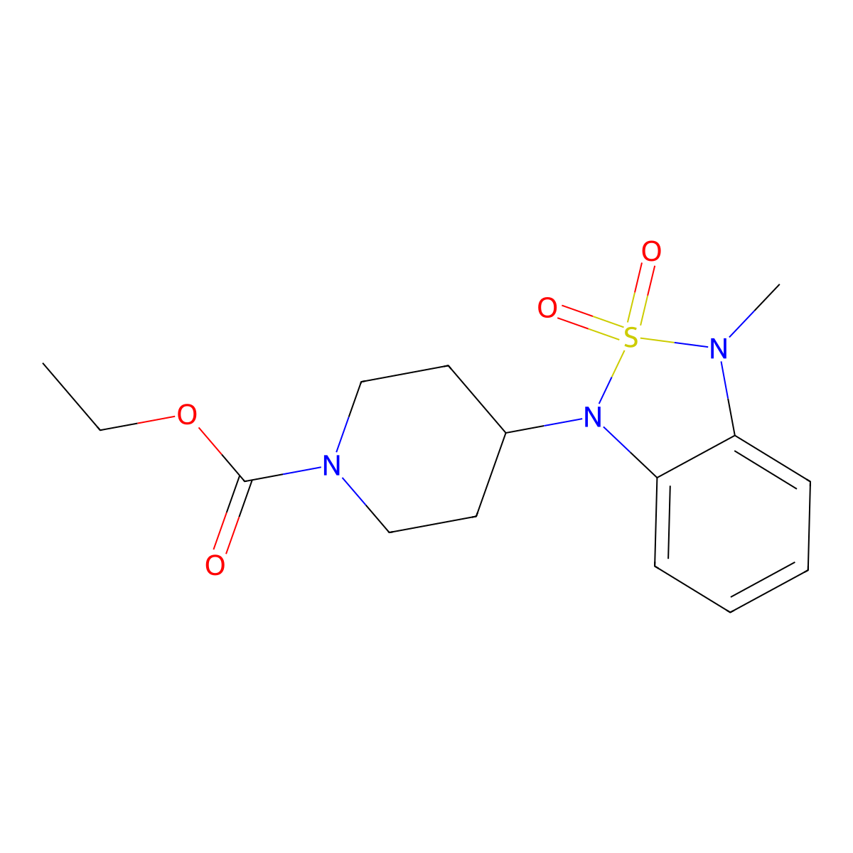 ethyl 4-(3-methyl-2,2-dioxidobenzo[c][1,2,5]thiadiazol-1(3H)-yl)piperidine-1-carboxylate molecular structure, CAS 2034415-28-4