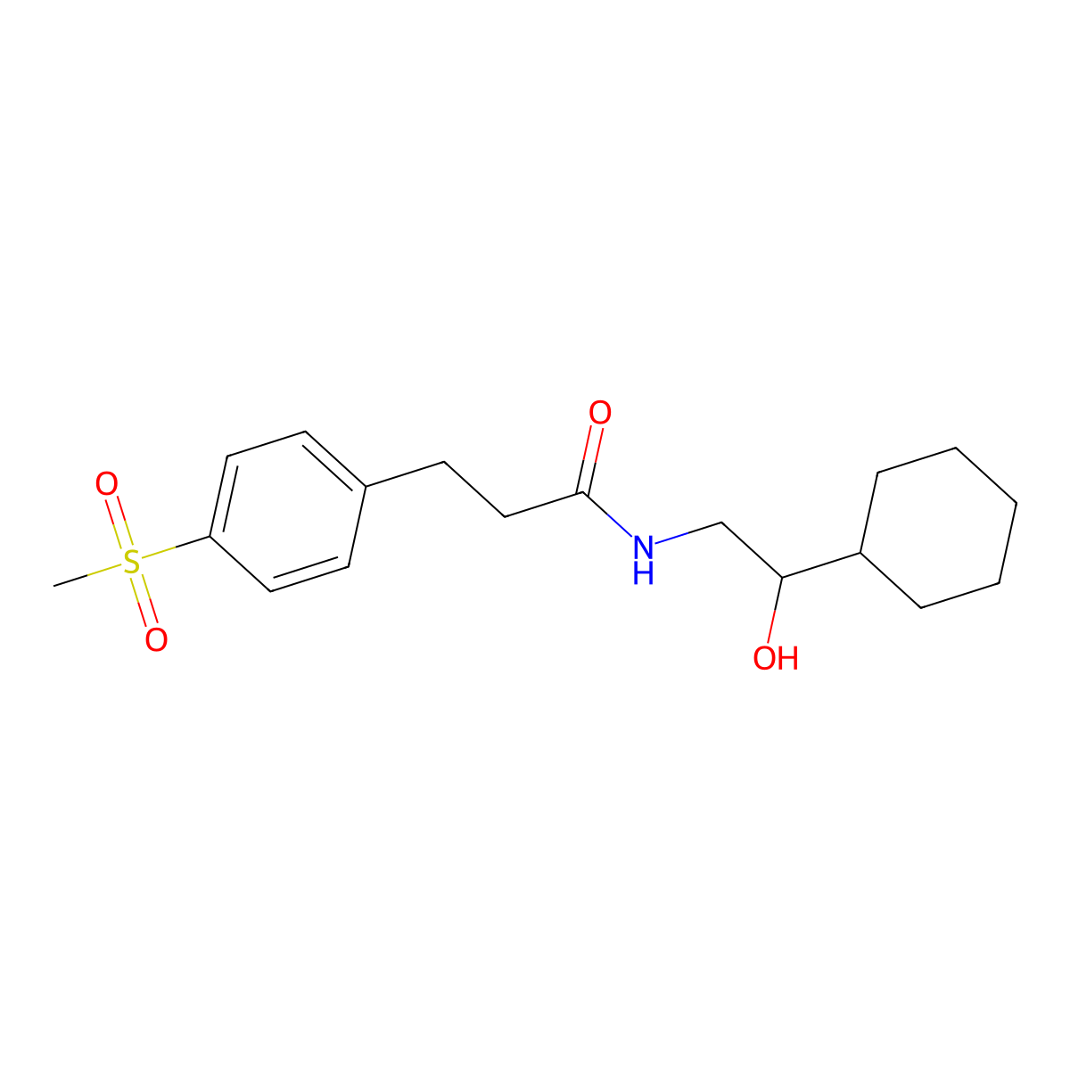 N-(2-cyclohexyl-2-hydroxyethyl)-3-(4-(methylsulfonyl)phenyl)propanamide molecular structure, CAS 2034415-32-0