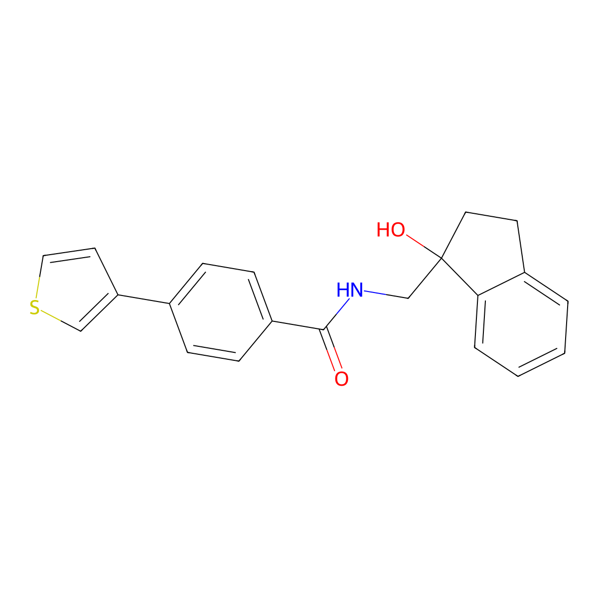 N-[(1-hydroxy-2,3-dihydro-1H-inden-1-yl)methyl]-4-(thiophen-3-yl)benzamide molecular structure, CAS 2034415-39-7