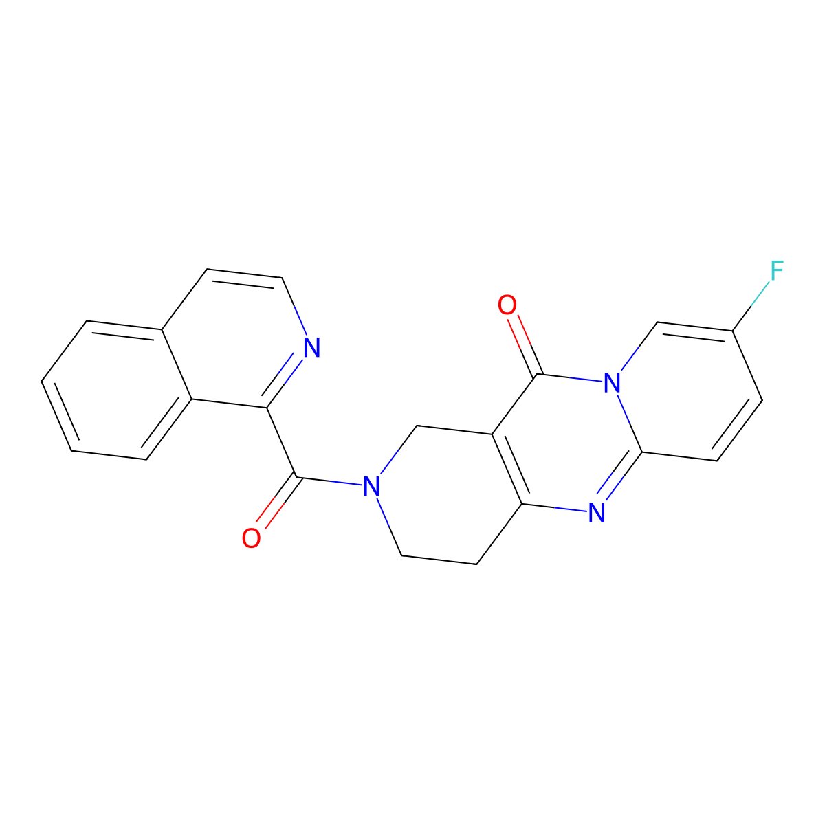 8-fluoro-2-(isoquinoline-1-carbonyl)-3,4-dihydro-1H-dipyrido[1,2-a:4',3'-d]pyrimidin-11(2H)-one molecular structure, CAS 2034415-40-0