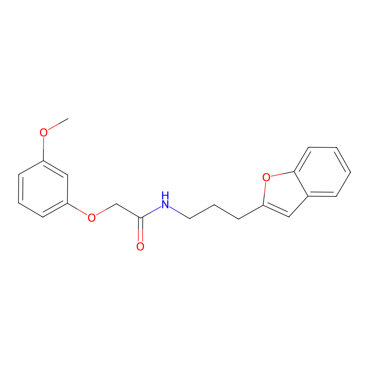 N-(3-(benzofuran-2-yl)propyl)-2-(3-methoxyphenoxy)acetamide molecular structure, CAS 2034415-46-6