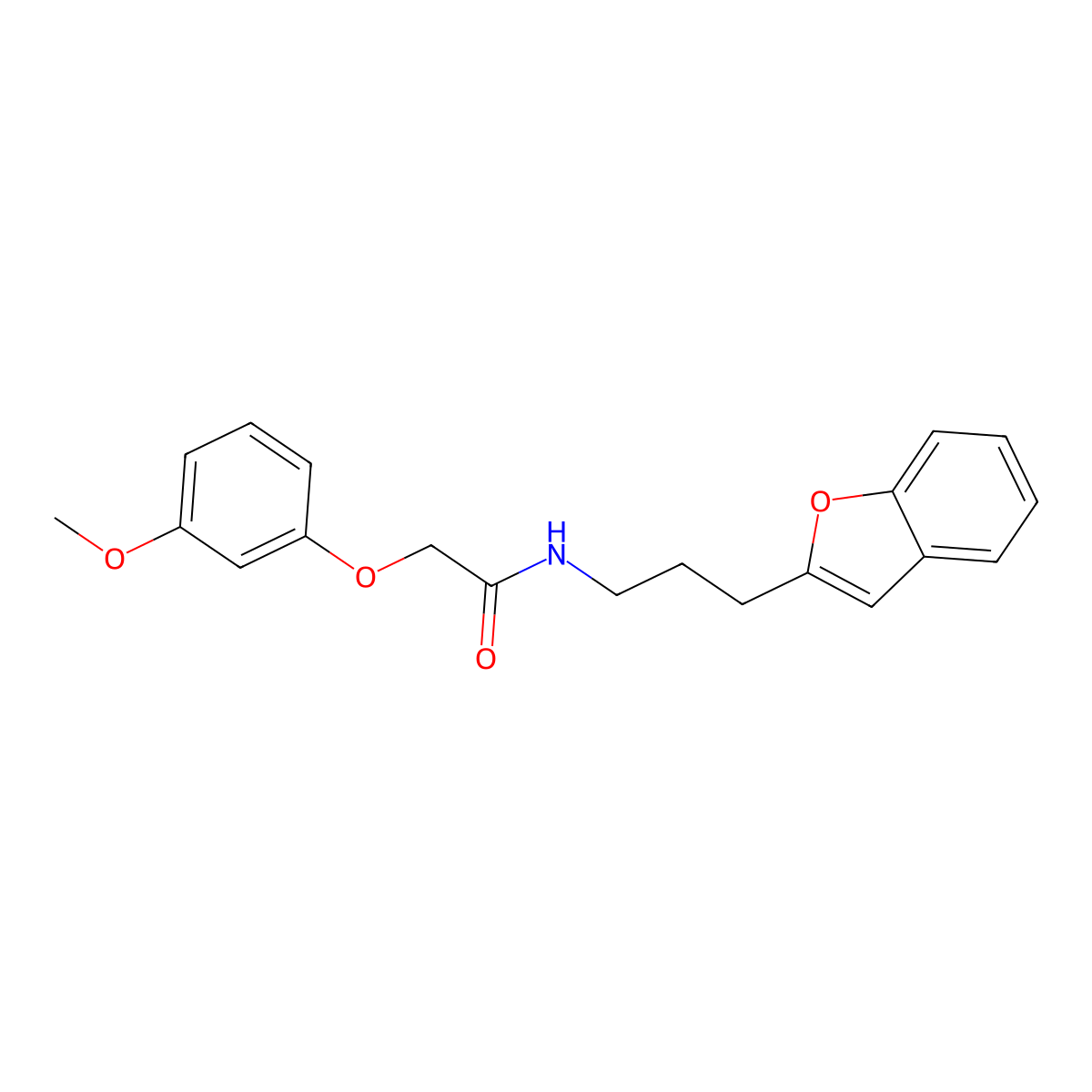 N-(3-(benzofuran-2-yl)propyl)-2-(3-methoxyphenoxy)acetamide molecular structure, CAS 2034415-46-6