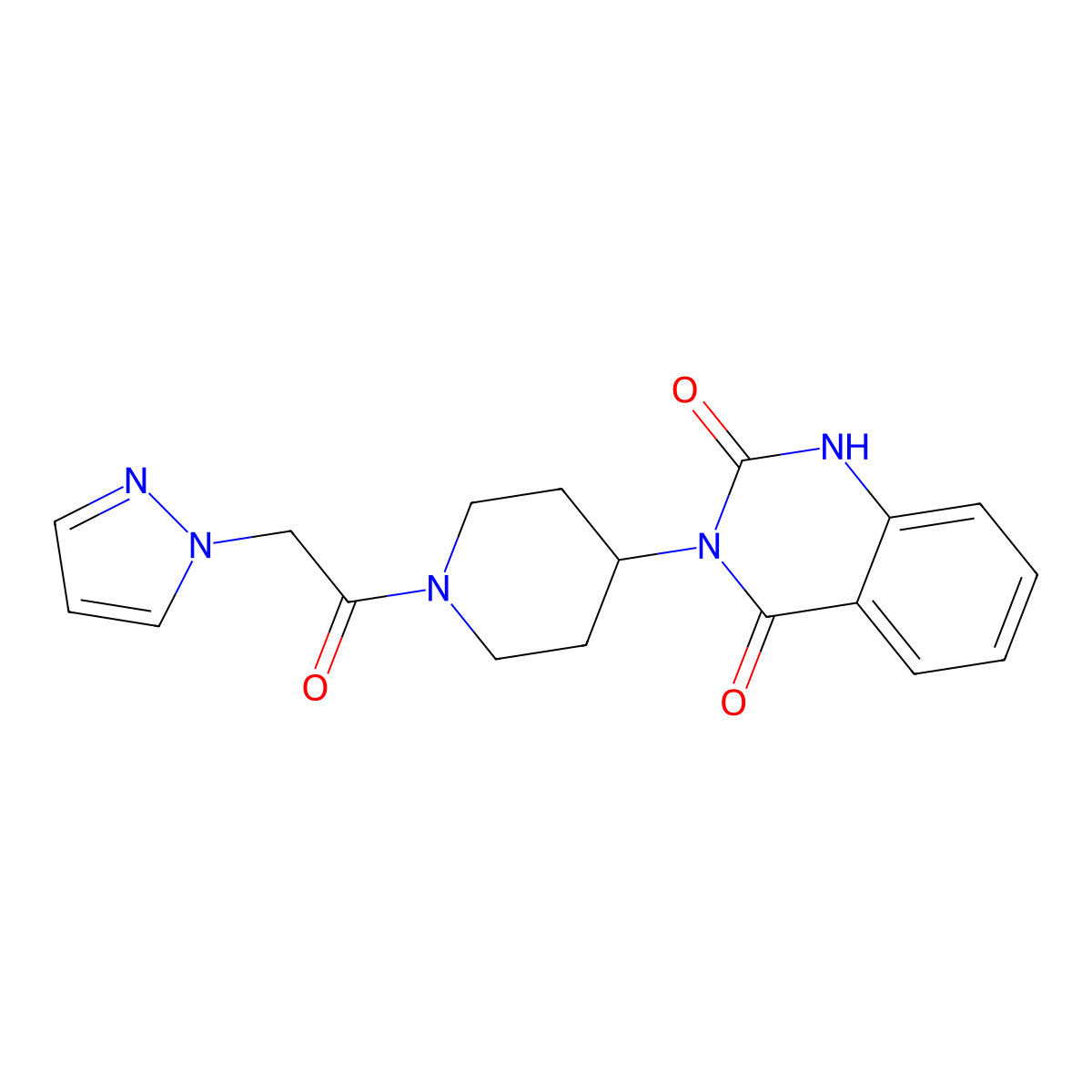 3-(1-(2-(1H-pyrazol-1-yl)acetyl)piperidin-4-yl)quinazoline-2,4(1H,3H)-dione molecular structure, CAS 2034415-49-9