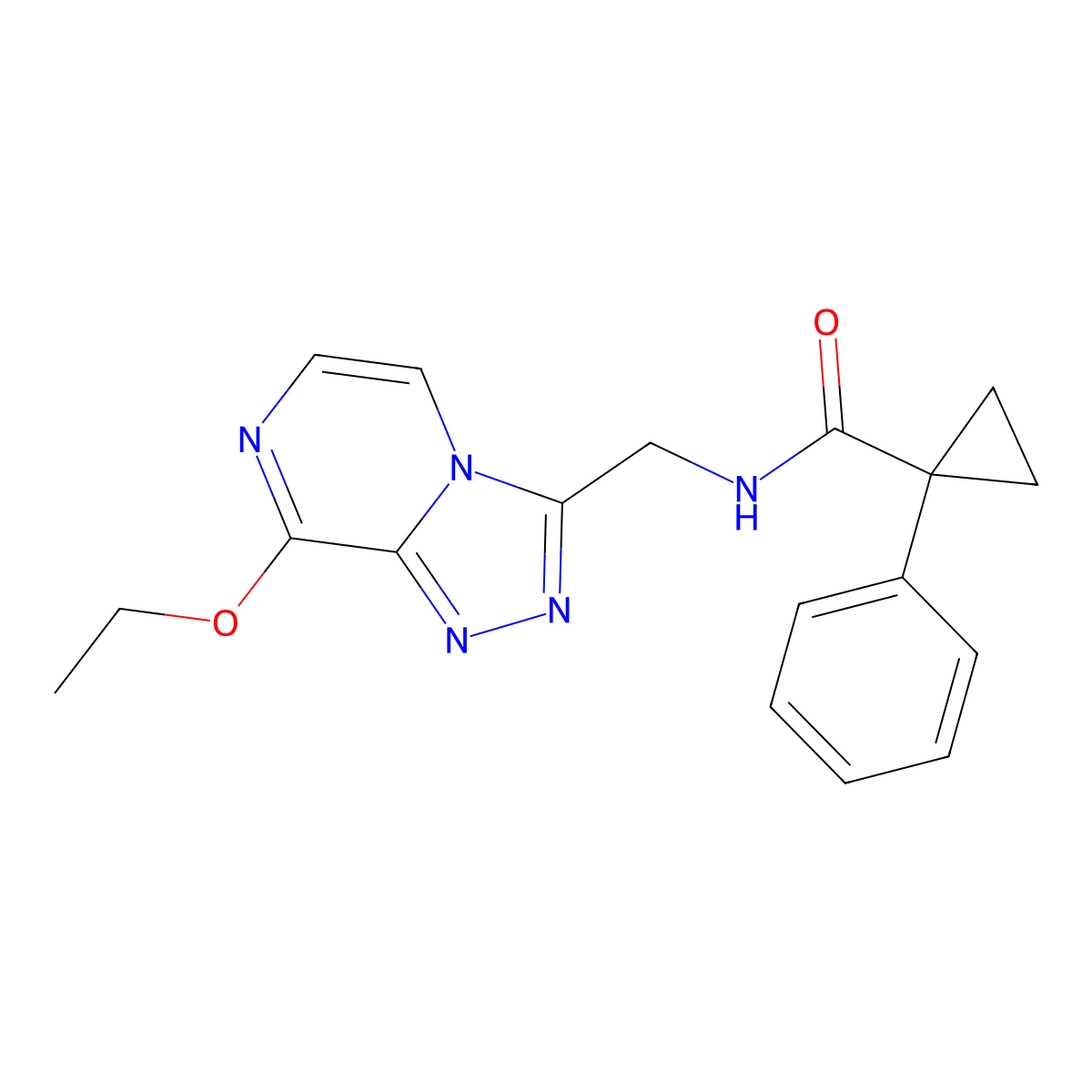 N-((8-ethoxy-[1,2,4]triazolo[4,3-a]pyrazin-3-yl)methyl)-1-phenylcyclopropanecarboxamide molecular structure, CAS 2034415-54-6