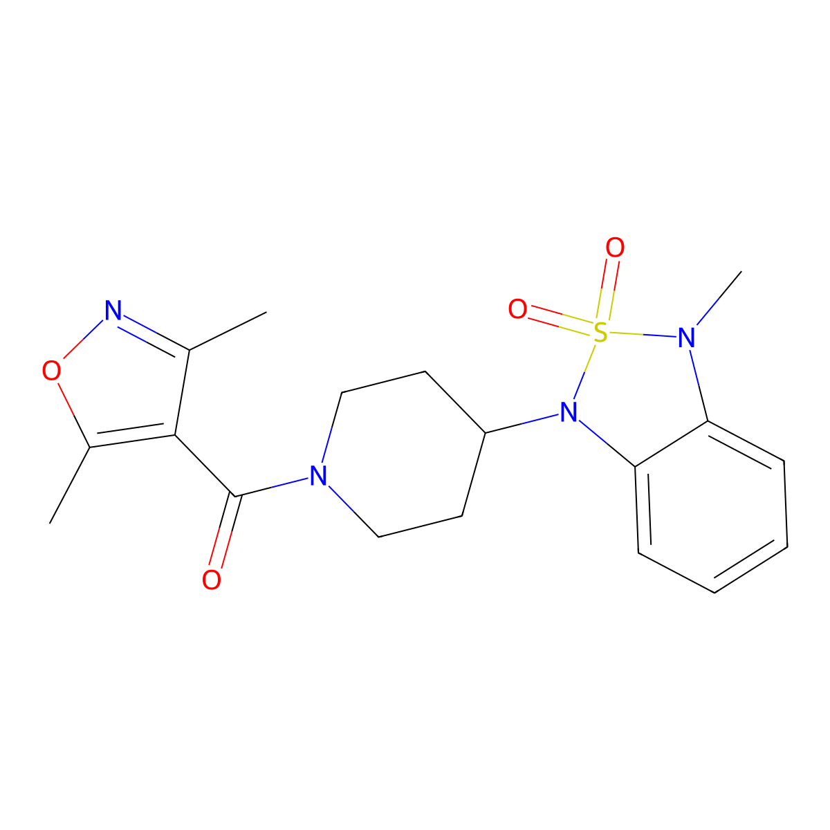 (3,5-dimethylisoxazol-4-yl)(4-(3-methyl-2,2-dioxidobenzo[c][1,2,5]thiadiazol-1(3H)-yl)piperidin-1-yl)methanone molecular structure, CAS 2034415-67-1