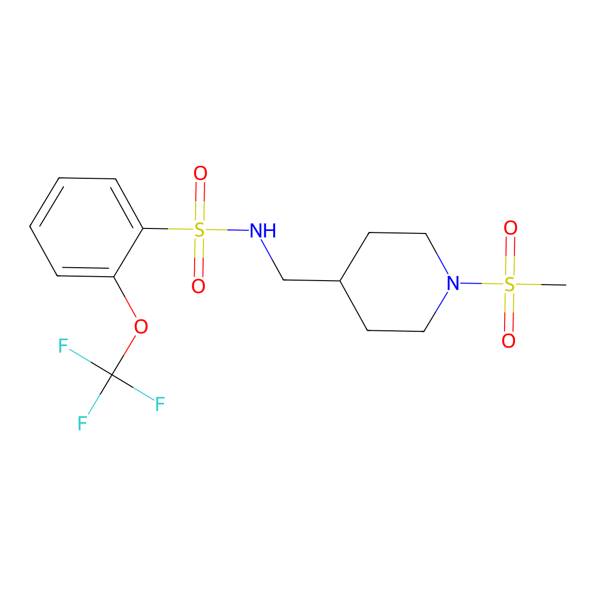 N-((1-(methylsulfonyl)piperidin-4-yl)methyl)-2-(trifluoromethoxy)benzenesulfonamide molecular structure, CAS 2034415-71-7