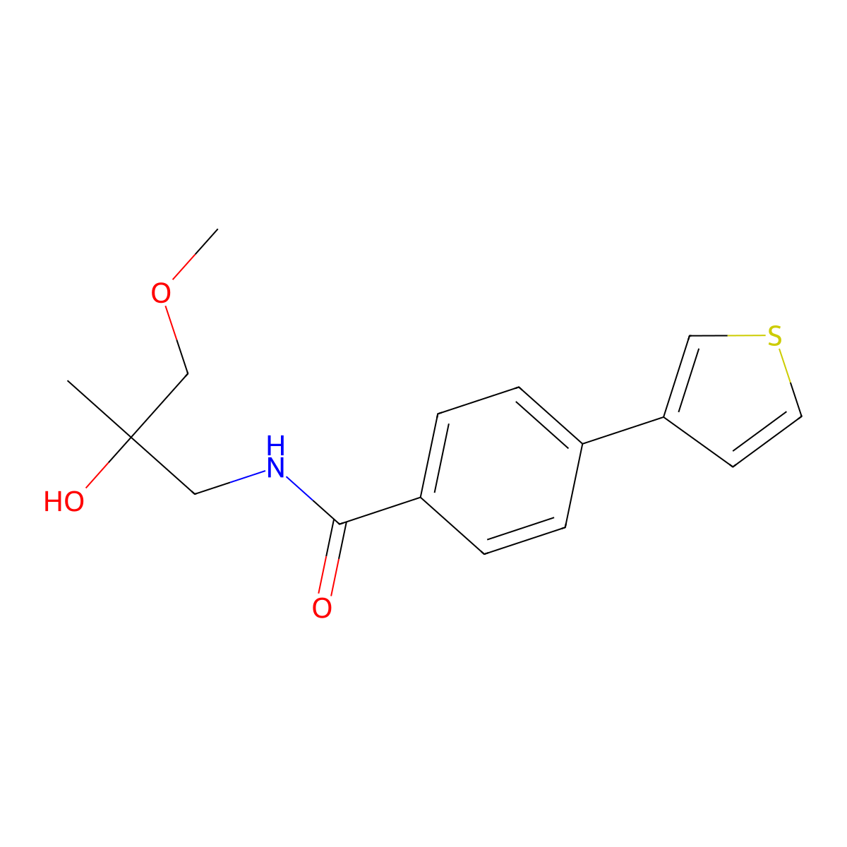 N-(2-hydroxy-3-methoxy-2-methylpropyl)-4-(thiophen-3-yl)benzamide molecular structure, CAS 2034415-77-3