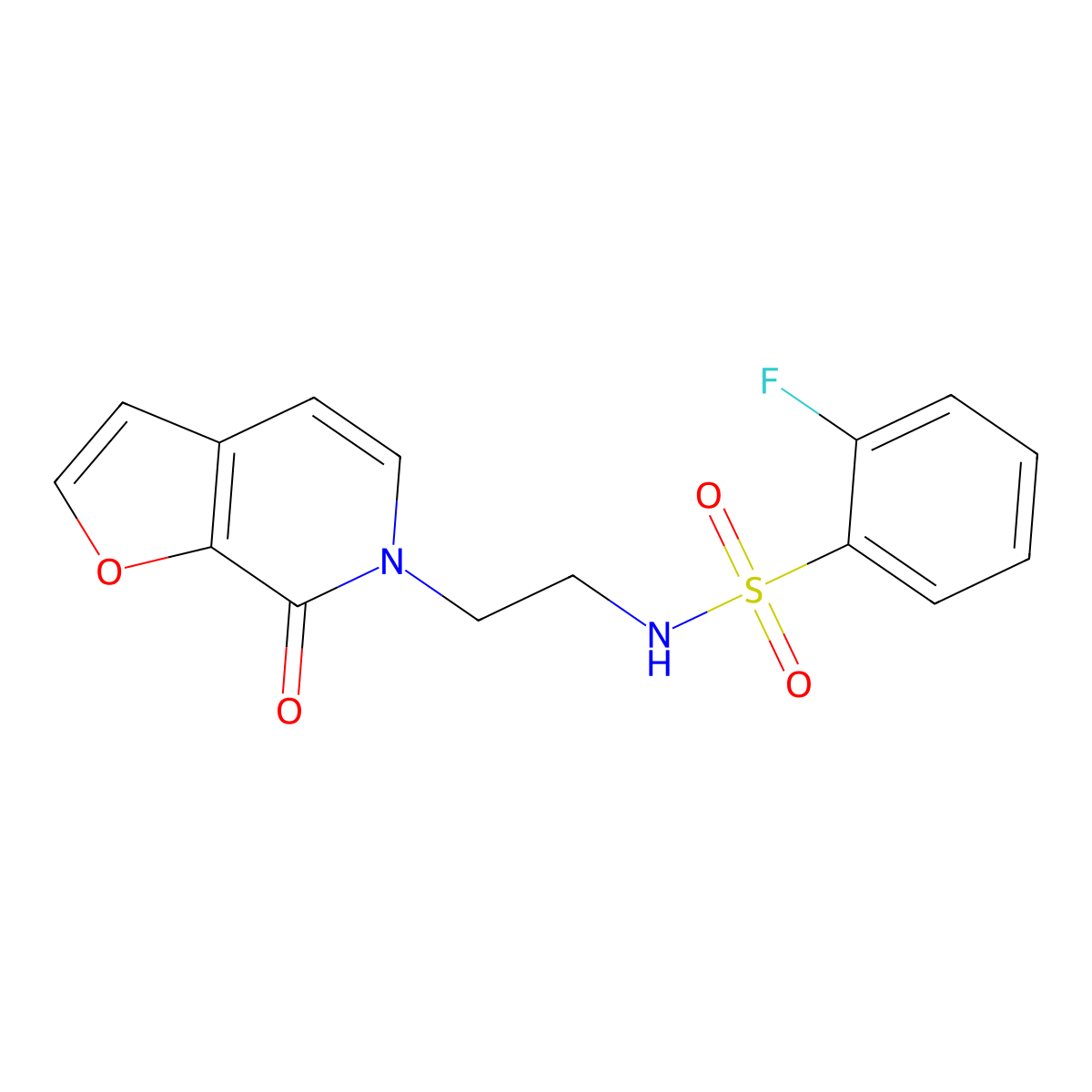 2-fluoro-N-(2-(7-oxofuro[2,3-c]pyridin-6(7H)-yl)ethyl)benzenesulfonamide molecular structure, CAS 2034415-79-5
