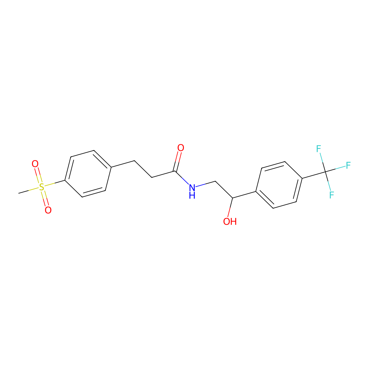N-(2-hydroxy-2-(4-(trifluoromethyl)phenyl)ethyl)-3-(4-(methylsulfonyl)phenyl)propanamide molecular structure, CAS 2034415-83-1