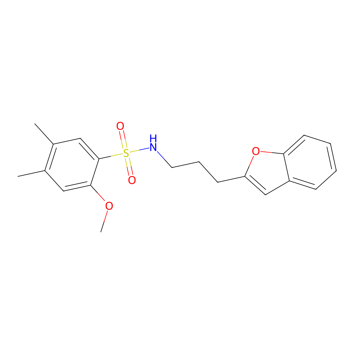 N-(3-(benzofuran-2-yl)propyl)-2-methoxy-4,5-dimethylbenzenesulfonamide molecular structure, CAS 2034415-84-2