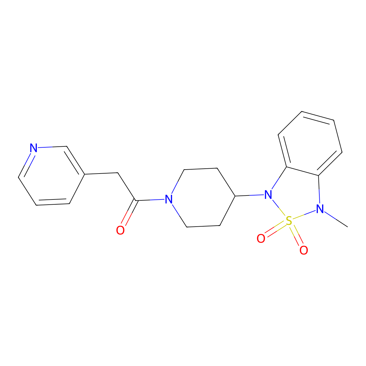1-(4-(3-methyl-2,2-dioxidobenzo[c][1,2,5]thiadiazol-1(3H)-yl)piperidin-1-yl)-2-(pyridin-3-yl)ethanone molecular structure, CAS 2034415-93-3
