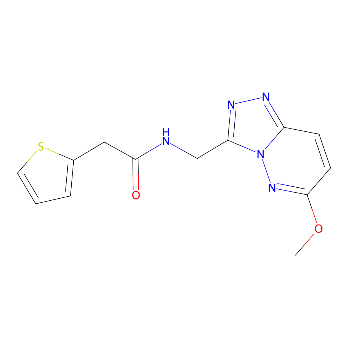 N-((6-methoxy-[1,2,4]triazolo[4,3-b]pyridazin-3-yl)methyl)-2-(thiophen-2-yl)acetamide molecular structure, CAS 2034416-02-7