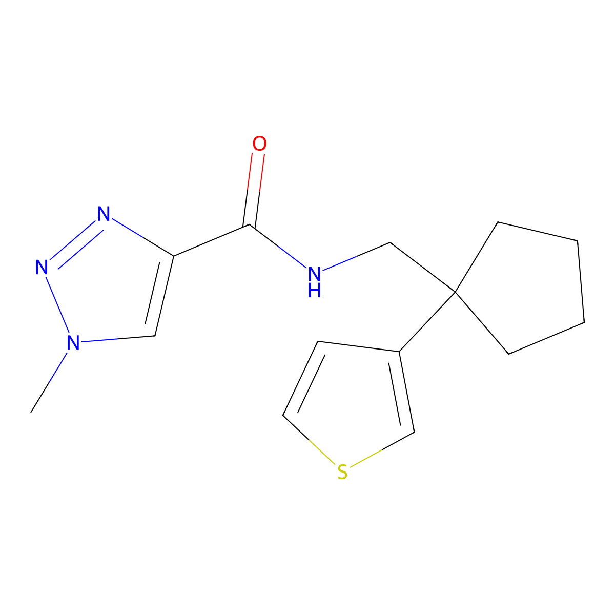 1-methyl-N-{[1-(thiophen-3-yl)cyclopentyl]methyl}-1H-1,2,3-triazole-4-carboxamide molecular structure, CAS 2034416-06-1
