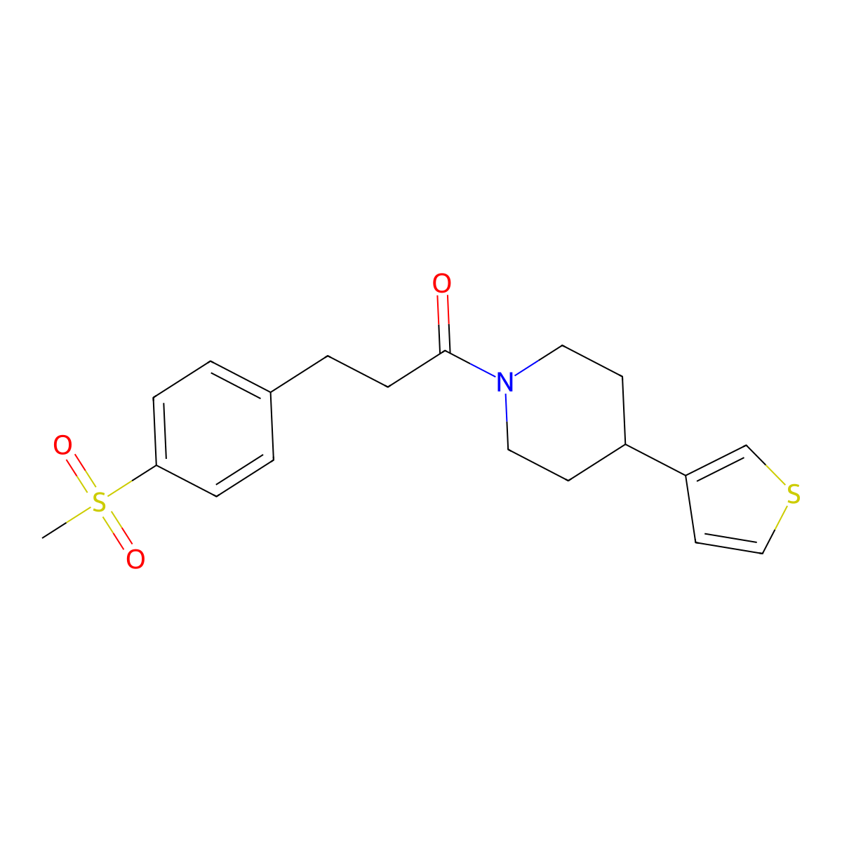 3-(4-(Methylsulfonyl)phenyl)-1-(4-(thiophen-3-yl)piperidin-1-yl)propan-1-one molecular structure, CAS 2034416-12-9