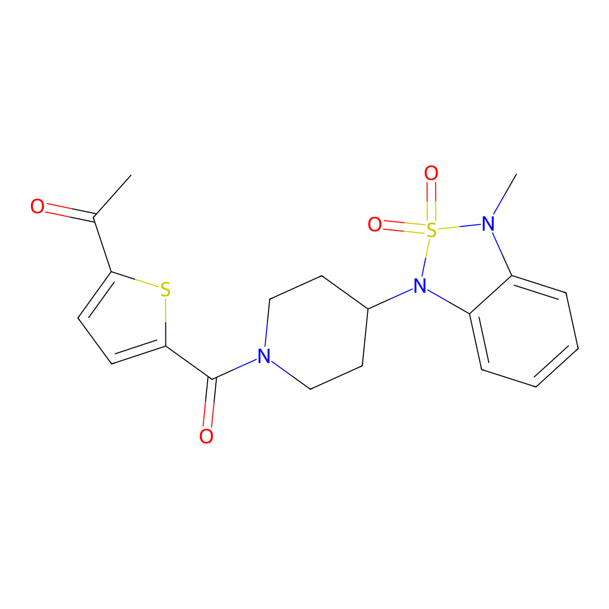 1-(5-(4-(3-methyl-2,2-dioxidobenzo[c][1,2,5]thiadiazol-1(3H)-yl)piperidine-1-carbonyl)thiophen-2-yl)ethanone molecular structure, CAS 2034416-14-1