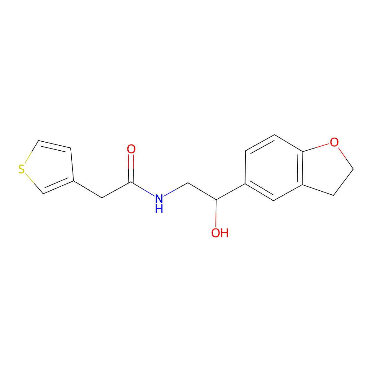 N-(2-(2,3-dihydrobenzofuran-5-yl)-2-hydroxyethyl)-2-(thiophen-3-yl)acetamide molecular structure, CAS 2034416-19-6