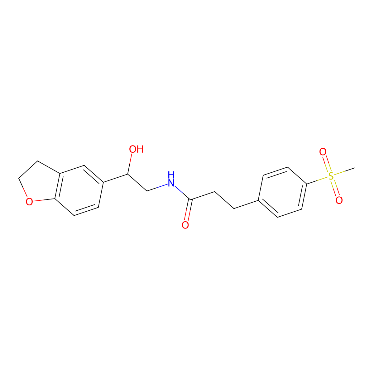 N-(2-(2,3-dihydrobenzofuran-5-yl)-2-hydroxyethyl)-3-(4-(methylsulfonyl)phenyl)propanamide molecular structure, CAS 2034416-21-0