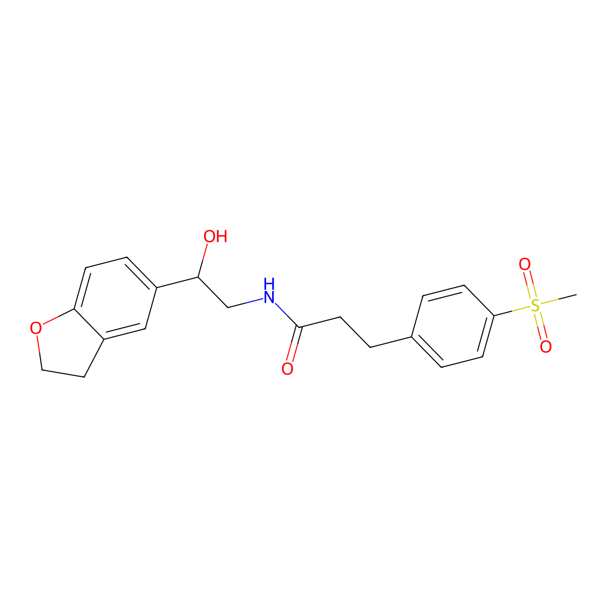 N-(2-(2,3-dihydrobenzofuran-5-yl)-2-hydroxyethyl)-3-(4-(methylsulfonyl)phenyl)propanamide molecular structure, CAS 2034416-21-0