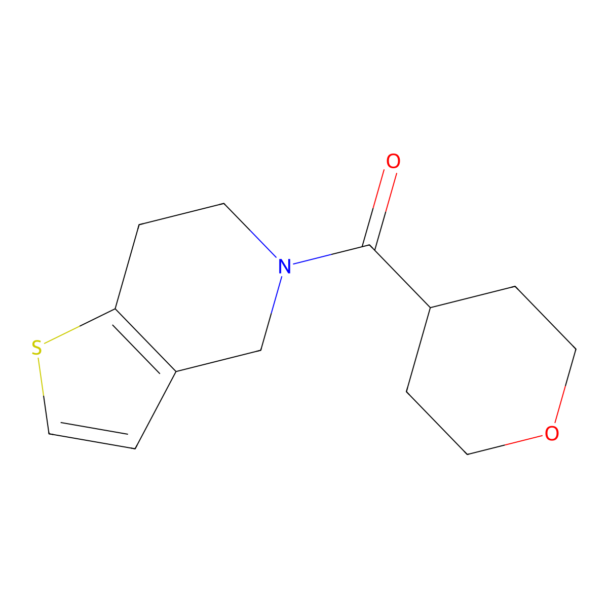 (6,7-dihydrothieno[3,2-c]pyridin-5(4H)-yl)(tetrahydro-2H-pyran-4-yl)methanone molecular structure, CAS 2034416-28-7