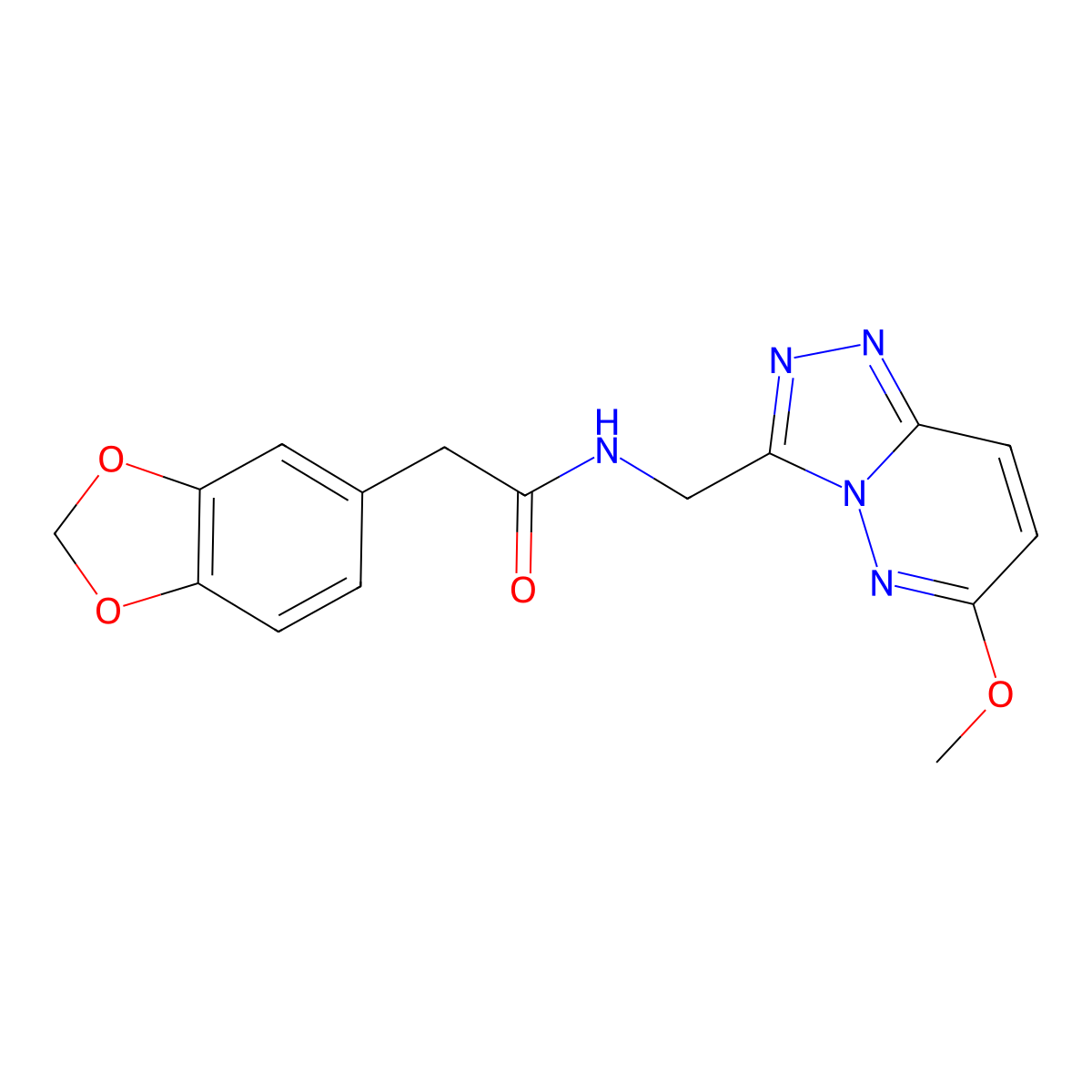 2-(benzo[d][1,3]dioxol-5-yl)-N-((6-methoxy-[1,2,4]triazolo[4,3-b]pyridazin-3-yl)methyl)acetamide molecular structure, CAS 2034416-43-6