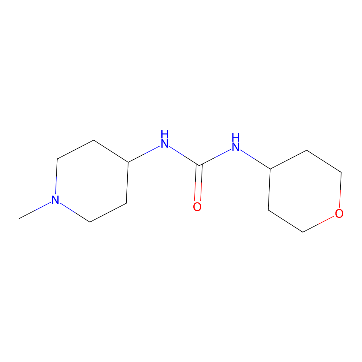1-(1-methylpiperidin-4-yl)-3-(tetrahydro-2H-pyran-4-yl)urea molecular structure, CAS 2034416-47-0
