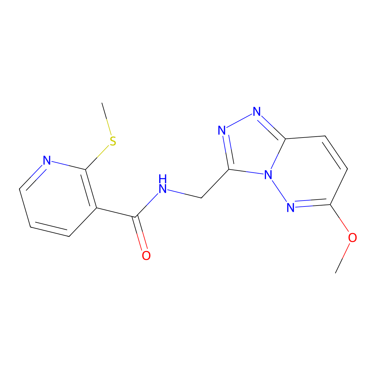 N-((6-methoxy-[1,2,4]triazolo[4,3-b]pyridazin-3-yl)methyl)-2-(methylthio)nicotinamide molecular structure, CAS 2034416-50-5