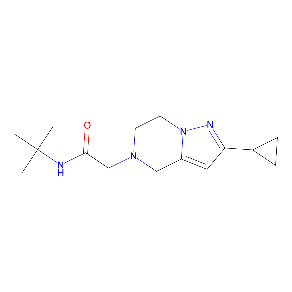 N-(tert-butyl)-2-(2-cyclopropyl-6,7-dihydropyrazolo[1,5-a]pyrazin-5(4H)-yl)acetamide molecular structure, CAS 2034416-51-6