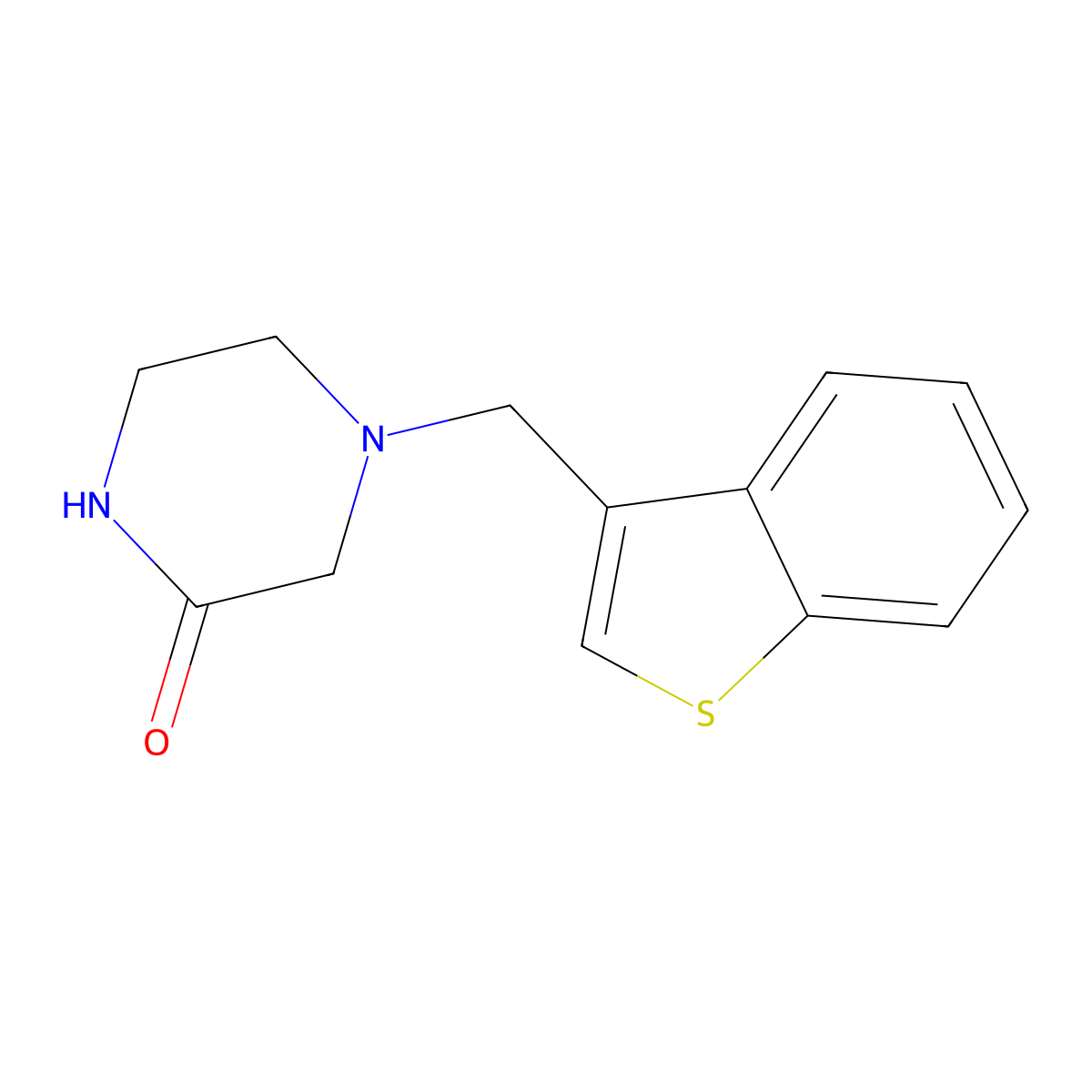 4-[(1-Benzothiophen-3-yl)methyl]piperazin-2-one molecular structure, CAS 2034416-52-7