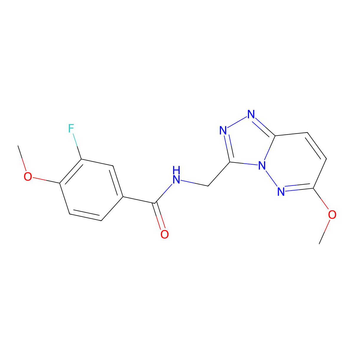 3-fluoro-4-methoxy-N-((6-methoxy-[1,2,4]triazolo[4,3-b]pyridazin-3-yl)methyl)benzamide molecular structure, CAS 2034416-59-4
