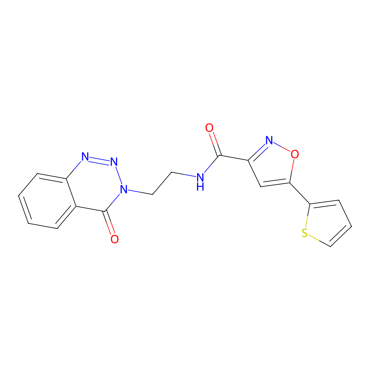 N-(2-(4-oxobenzo[d][1,2,3]triazin-3(4H)-yl)ethyl)-5-(thiophen-2-yl)isoxazole-3-carboxamide molecular structure, CAS 2034416-67-4