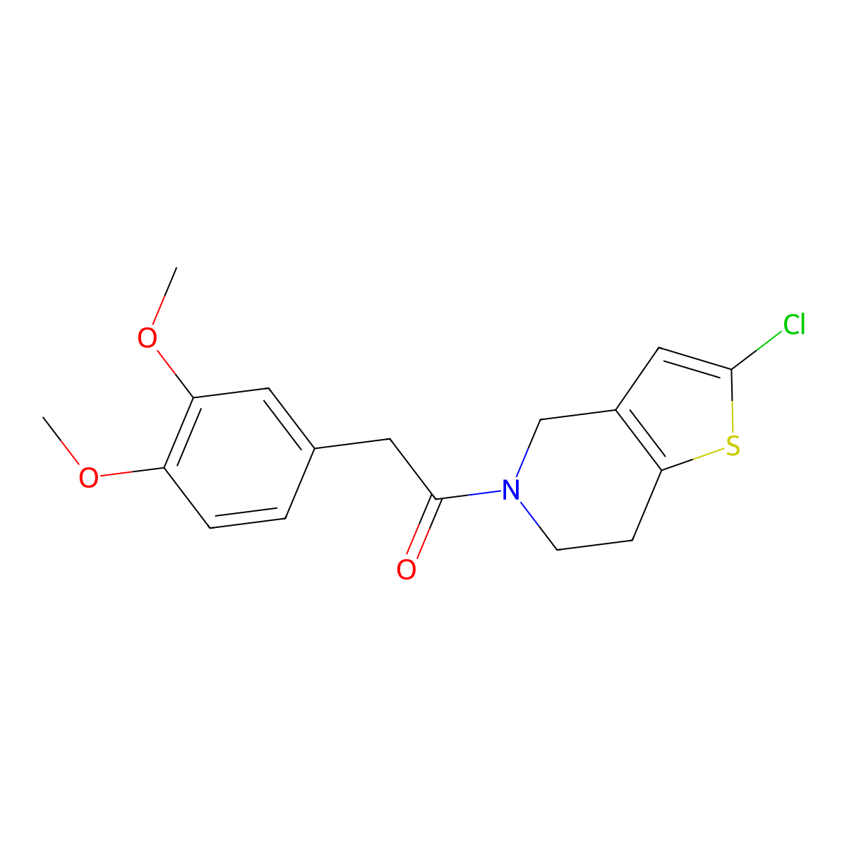1-(2-chloro-6,7-dihydrothieno[3,2-c]pyridin-5(4H)-yl)-2-(3,4-dimethoxyphenyl)ethanone molecular structure, CAS 2034416-73-2