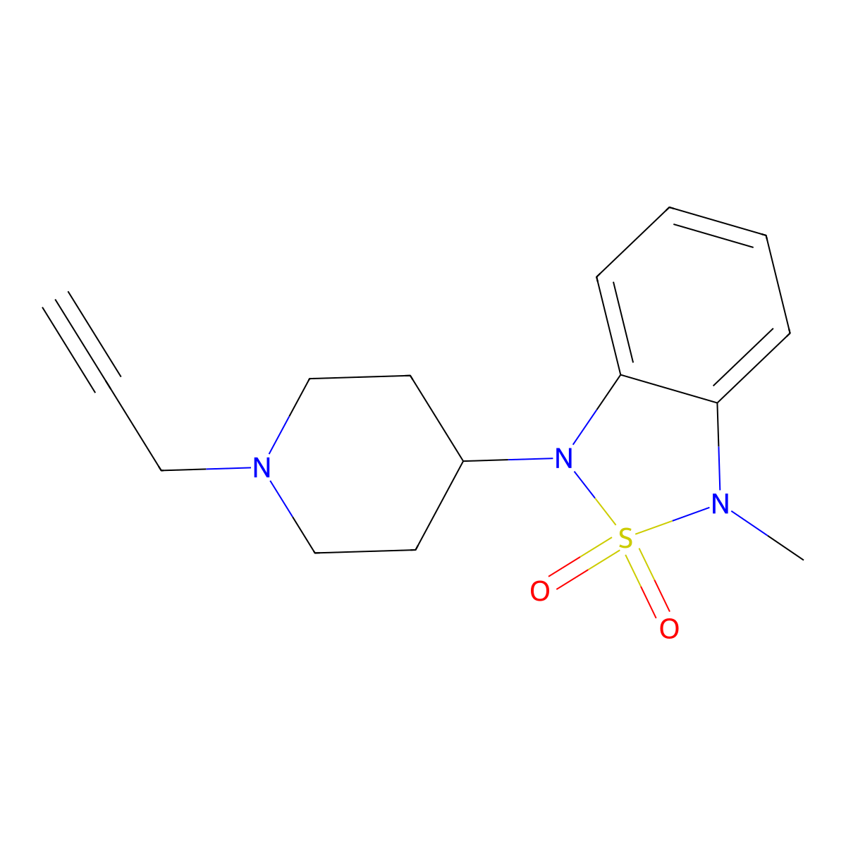 1-Methyl-3-(1-(prop-2-yn-1-yl)piperidin-4-yl)-1,3-dihydrobenzo[c][1,2,5]thiadiazole 2,2-dioxide molecular structure, CAS 2034416-75-4