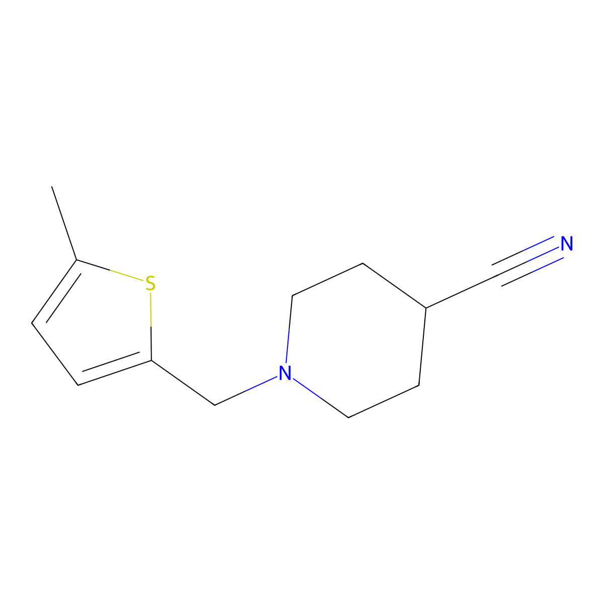 1-[(5-Methylthiophen-2-yl)methyl]piperidine-4-carbonitrile molecular structure, CAS 2034416-76-5