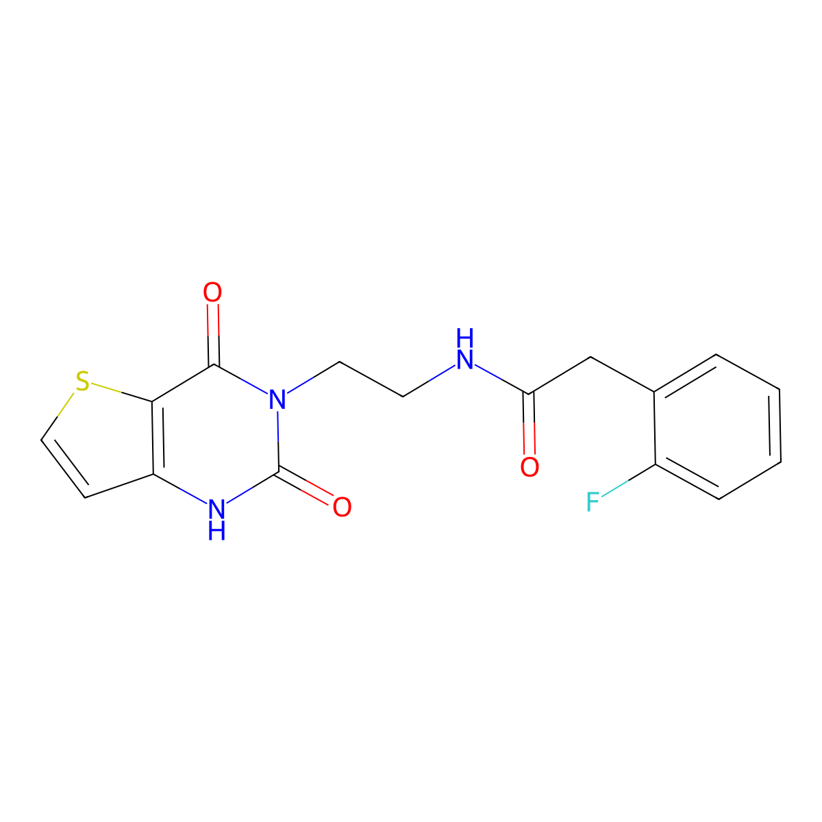 N-(2-(2,4-dioxo-1,2-dihydrothieno[3,2-d]pyrimidin-3(4H)-yl)ethyl)-2-(2-fluorophenyl)acetamide molecular structure, CAS 2034416-77-6