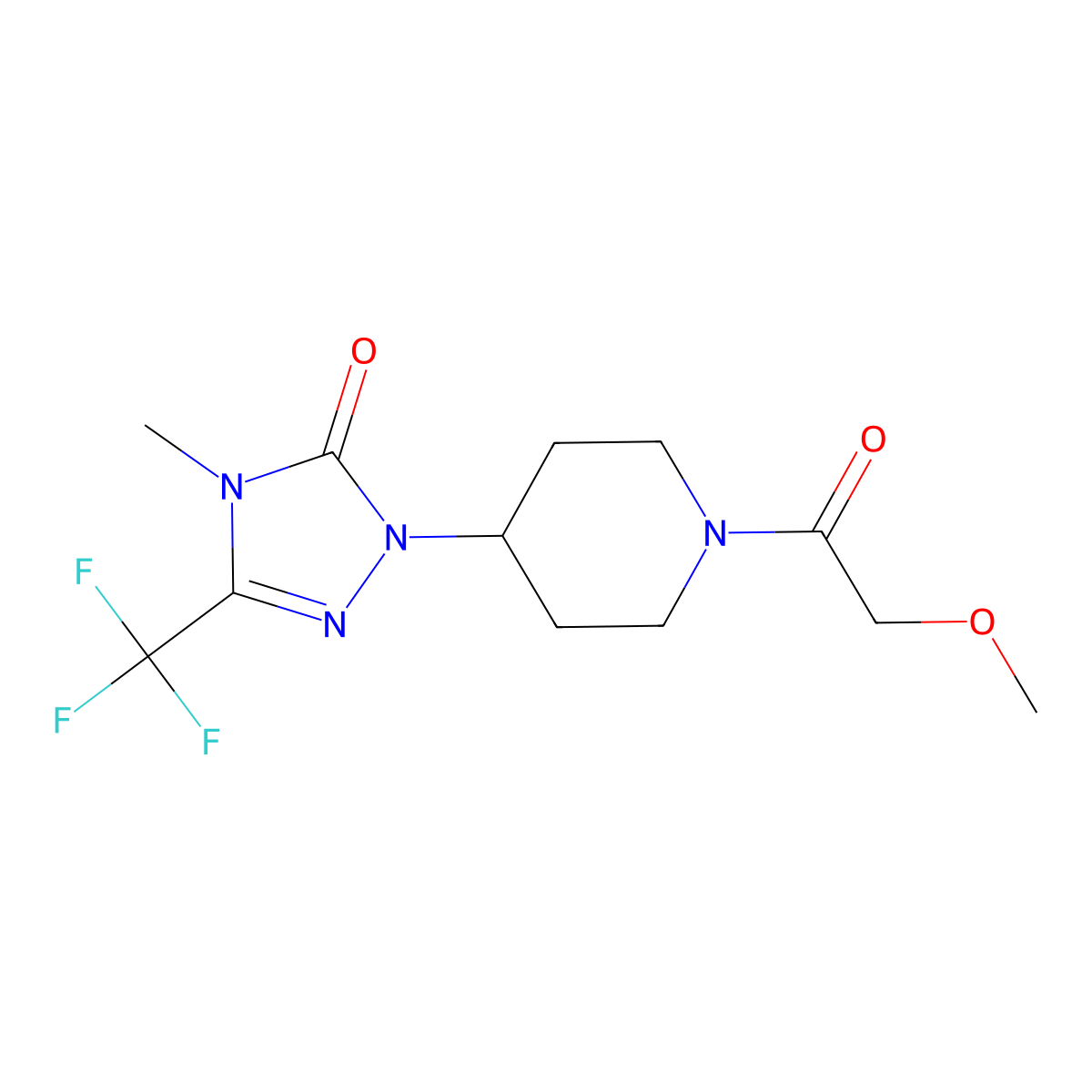 1-(1-(2-methoxyacetyl)piperidin-4-yl)-4-methyl-3-(trifluoromethyl)-1H-1,2,4-triazol-5(4H)-one molecular structure, CAS 2034416-83-4
